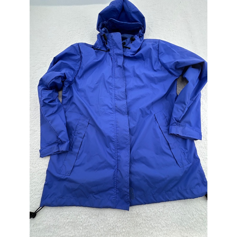 Lands End Women Blue Hooded Rain Jacket Mesh Lined Parka Size M 10-12 RN 62830